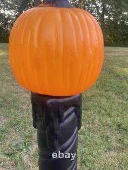 Lot Of 2 Blow Mold Halloween Pumpkin Black Candle Sunhill Lighted 36 USA RARE
