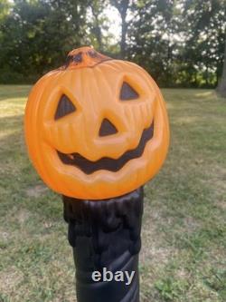 Lot Of 2 Blow Mold Halloween Pumpkin Black Candle Sunhill Lighted 36 USA RARE