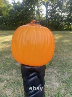 Lot Of 2 Blow Mold Halloween Pumpkin Black Candle Sunhill Lighted 36 USA RARE