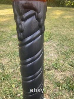 Lot Of 2 Blow Mold Halloween Pumpkin Black Candle Sunhill Lighted 36 USA RARE