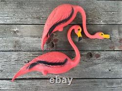 Lot Of 2 Vintage 1958 Pink Flamingos Mold Craft Inc MCM Yard Decor BEAUTIFUL