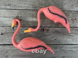 Lot Of 2 Vintage 1958 Pink Flamingos Mold Craft Inc MCM Yard Decor BEAUTIFUL