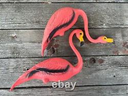 Lot Of 2 Vintage 1958 Pink Flamingos Mold Craft Inc MCM Yard Decor BEAUTIFUL