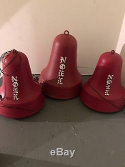 Lot Of 3! Vintage Blow Mold Noel Christmas Bells! Very Old! Lighted Outdoor