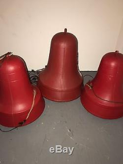 Lot Of 3! Vintage Blow Mold Noel Christmas Bells! Very Old! Lighted Outdoor