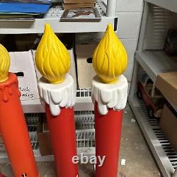 Lot Of 4 Blow Mold Noel Frosted Tops Nostalgic Christmas Candles Union 39