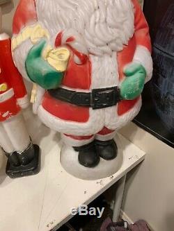 Lot Of 4 Vintage Blow Molds Santa Snowman Soldier