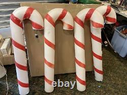 Lot Of 4 Vintage Empire 40 Lighted Blow Mold Christmas Candy Cane Yard Decor