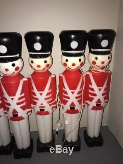 Lot Of 6 Vintage Blow Mold Black Hat Toy Soldiers! Lighted Outdoor Christmas! 31