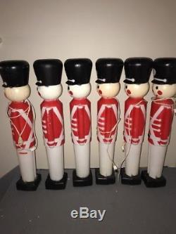 Lot Of 6 Vintage Blow Mold Black Hat Toy Soldiers! Lighted Outdoor Christmas! 31