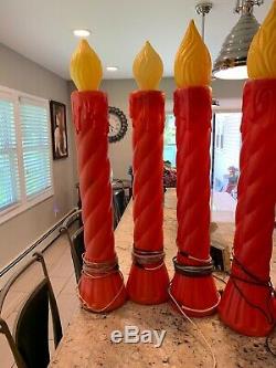 Lot Of 6 Vintage Union Christmas Candle Lighted Blow Mold 35 Tall Yard Decor