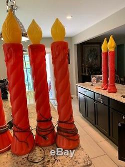 Lot Of 6 Vintage Union Christmas Candle Lighted Blow Mold 35 Tall Yard Decor