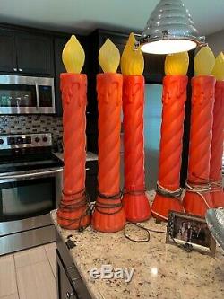 Lot Of 6 Vintage Union Christmas Candle Lighted Blow Mold 35 Tall Yard Decor