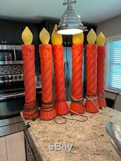 Lot Of 6 Vintage Union Christmas Candle Lighted Blow Mold 35 Tall Yard Decor