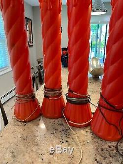 Lot Of 6 Vintage Union Christmas Candle Lighted Blow Mold 35 Tall Yard Decor