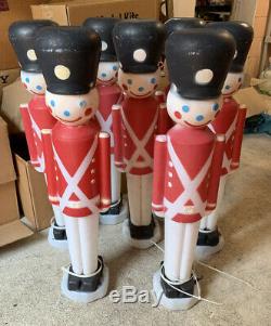 Lot Of 7 Vintage Blow Mold Light Up Toy Soldiers Nutcracker Christmas