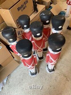 Lot Of 7 Vintage Blow Mold Light Up Toy Soldiers Nutcracker Christmas