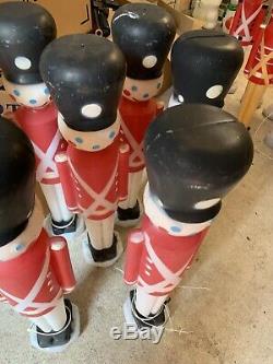 Lot Of 7 Vintage Blow Mold Light Up Toy Soldiers Nutcracker Christmas