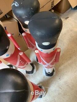 Lot Of 7 Vintage Blow Mold Light Up Toy Soldiers Nutcracker Christmas