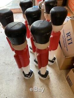 Lot Of 7 Vintage Blow Mold Light Up Toy Soldiers Nutcracker Christmas