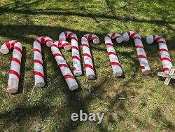 Lot Of 8 Vintage Empire Candy Cane Lighted Blow Mold Christmas Candy Cane Decor