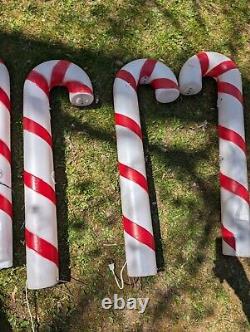 Lot Of 8 Vintage Empire Candy Cane Lighted Blow Mold Christmas Candy Cane Decor