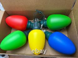 Lot Of Five Really Big 14 Lights Blow Mold Christmas Bulb Red Blue Yellow Green