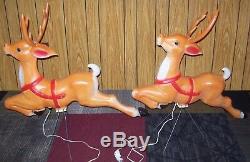 Lot of 2 Christmas Blow Mold Empire Reindeer with Stand and Antler 35