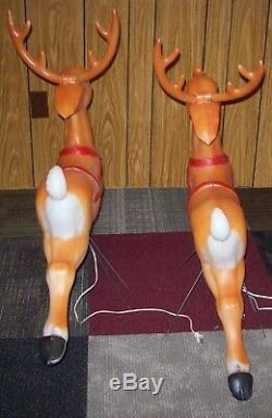 Lot of 2 Christmas Blow Mold Empire Reindeer with Stand and Antler 35