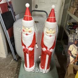 Lot of 2 VTG 39 Don Featherstone Pencil SANTA Christmas Lighted BLOW MOLD