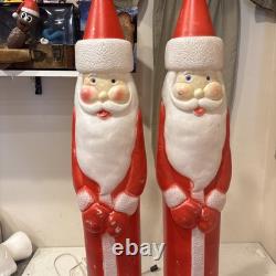 Lot of 2 VTG 39 Don Featherstone Pencil SANTA Christmas Lighted BLOW MOLD