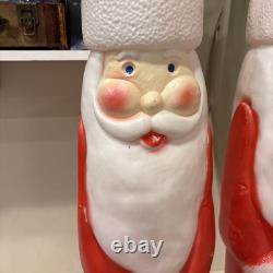 Lot of 2 VTG 39 Don Featherstone Pencil SANTA Christmas Lighted BLOW MOLD