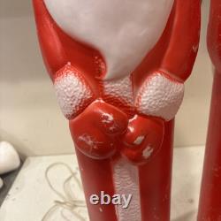 Lot of 2 VTG 39 Don Featherstone Pencil SANTA Christmas Lighted BLOW MOLD