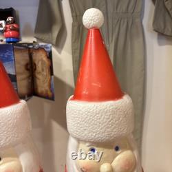 Lot of 2 VTG 39 Don Featherstone Pencil SANTA Christmas Lighted BLOW MOLD