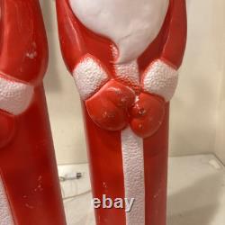 Lot of 2 VTG 39 Don Featherstone Pencil SANTA Christmas Lighted BLOW MOLD