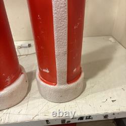 Lot of 2 VTG 39 Don Featherstone Pencil SANTA Christmas Lighted BLOW MOLD