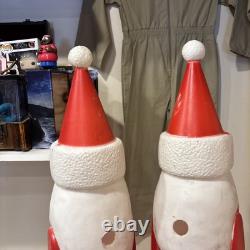 Lot of 2 VTG 39 Don Featherstone Pencil SANTA Christmas Lighted BLOW MOLD