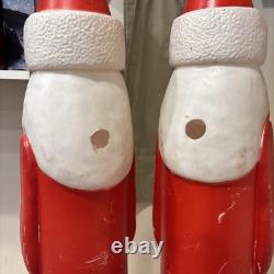 Lot of 2 VTG 39 Don Featherstone Pencil SANTA Christmas Lighted BLOW MOLD