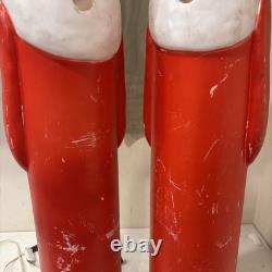 Lot of 2 VTG 39 Don Featherstone Pencil SANTA Christmas Lighted BLOW MOLD