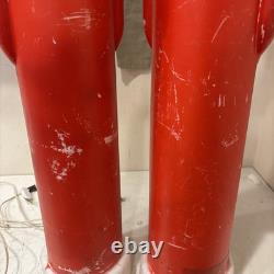 Lot of 2 VTG 39 Don Featherstone Pencil SANTA Christmas Lighted BLOW MOLD