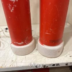 Lot of 2 VTG 39 Don Featherstone Pencil SANTA Christmas Lighted BLOW MOLD