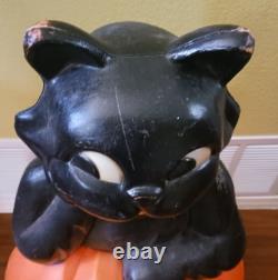 Lrg! Vntage Halloween Blow Mold Black Cat On A Pumpkin 35tall -shipping Info Lrg! Vntage Halloween Blow Mold Black Cat On A Pumpkin 35tall -shipping Info