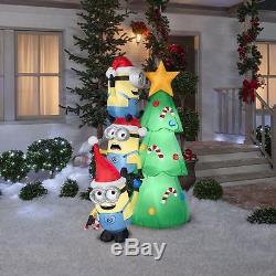 Minions Christmas Tree Airblown Yard Inflatable 6' Candy Canes Decoration Nice