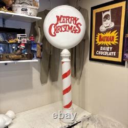 Merry Christmas Reindeer Parking Pole Sign 52 Lighted Blow Mold DOUBLE SIDED