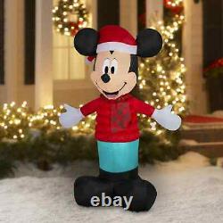 Mickey & Minnie Mouse Christmas Inflatable 5' Bundle Set LED Light Up Puffer NEW