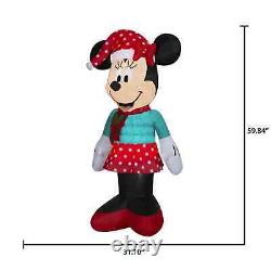 Mickey & Minnie Mouse Christmas Inflatable 5' Bundle Set LED Light Up Puffer NEW