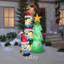Minions Despicable Me 6' Christmas Tree Yard Inflatable Lighted Hats Candy Canes