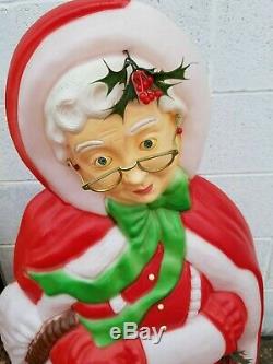 Mrs Santa Claus Christmas Blow Mold Plastic Outdoor Light Up 40 withGlasses