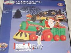 NEW 2006 Gemmy 7' Lighted Animated Santa Reindeer Christmas Airblown Inflatable