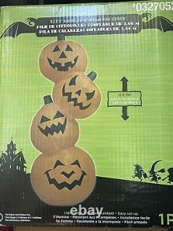 NEW 2010 Gemmy Colossal 12' Lighted Halloween Pumpkin Stack Inflatable Airblown